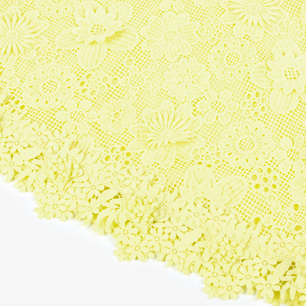 BCBGMAXAZRIA-Girls Yellow Guipure Lace Dress with Diamanté Pearl Collar | Childrensalon