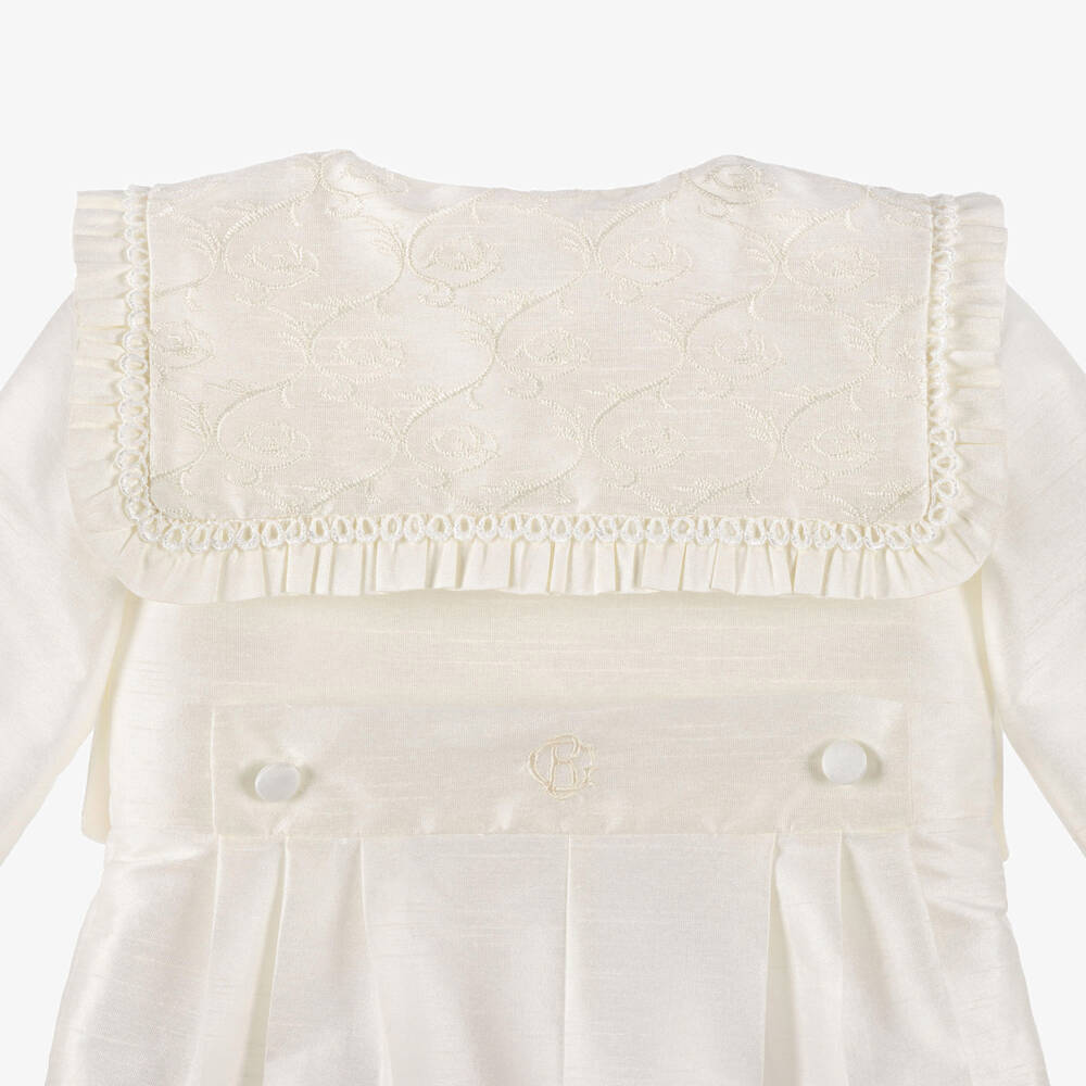 Beatrice & George-Baby Boys Ivory Embroidered Dupion Ceremony Shortie | Childrensalon