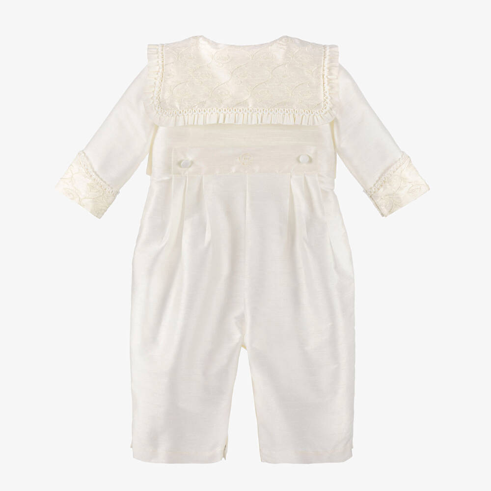 Beatrice & George-Baby Boys Ivory Embroidered Dupion Ceremony Shortie | Childrensalon