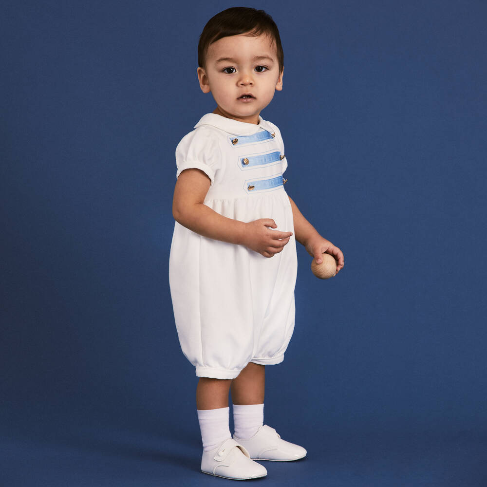 Beatrice & George-Baby Boys White Military Shortie | Childrensalon
