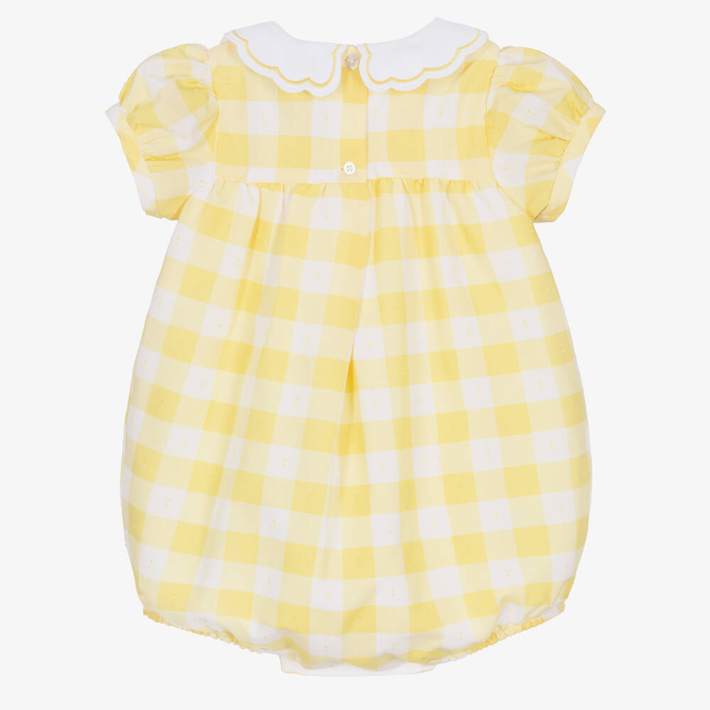 Beatrice & George-Baby Girls Butter Yellow Gingham Shortie | Childrensalon