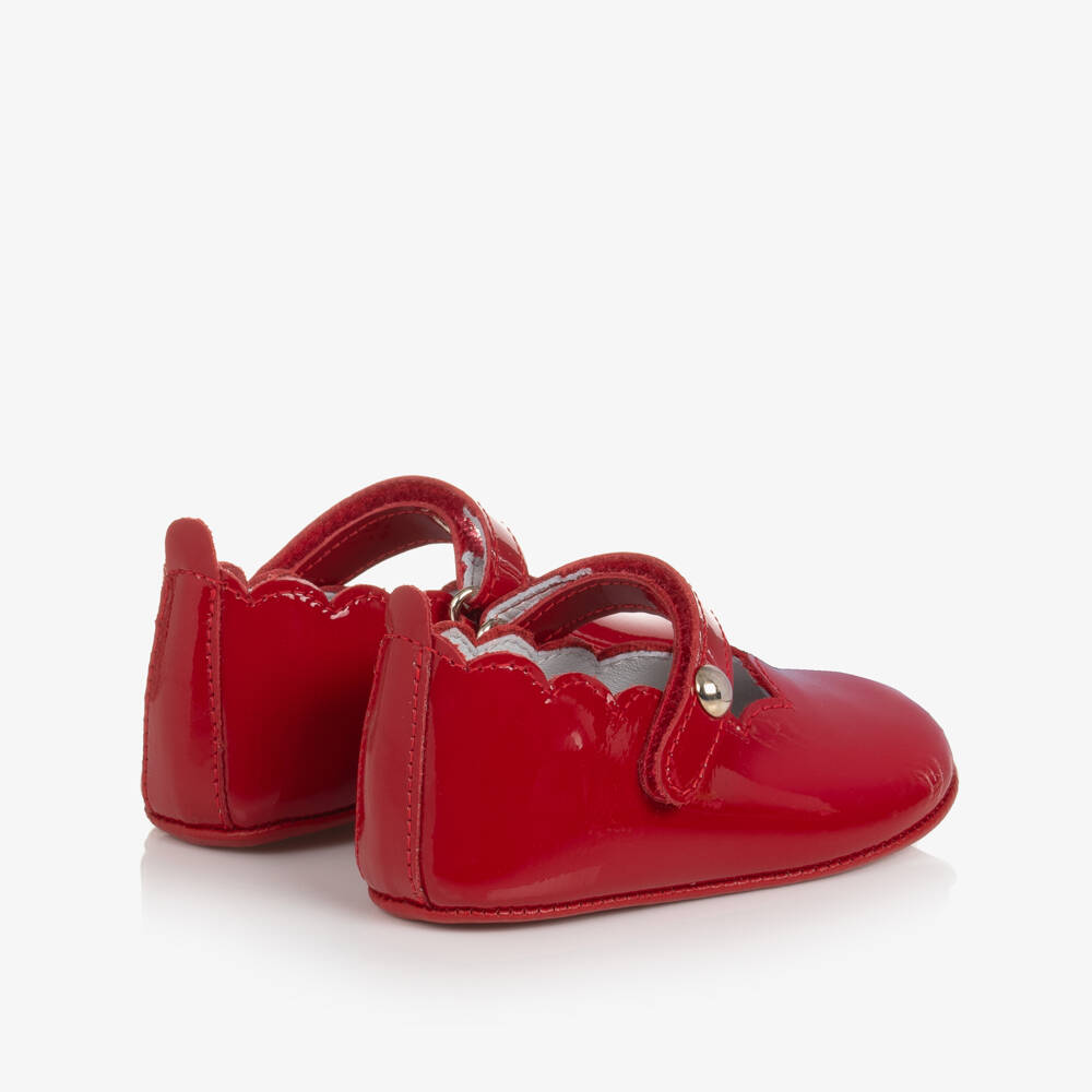 Beatrice & George-Baby Girls Red Leather Pre-Walker Shoes | Childrensalon