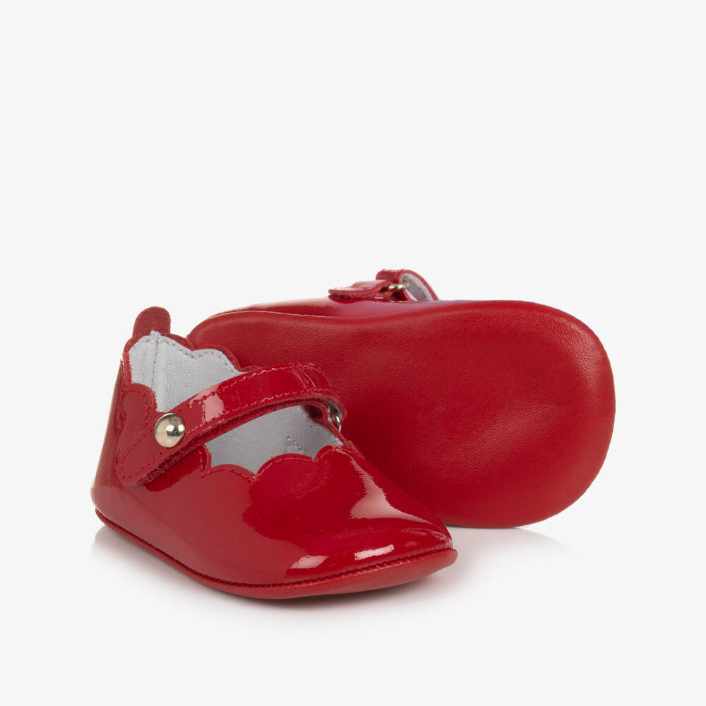 Beatrice & George-Baby Girls Red Leather Pre-Walker Shoes | Childrensalon