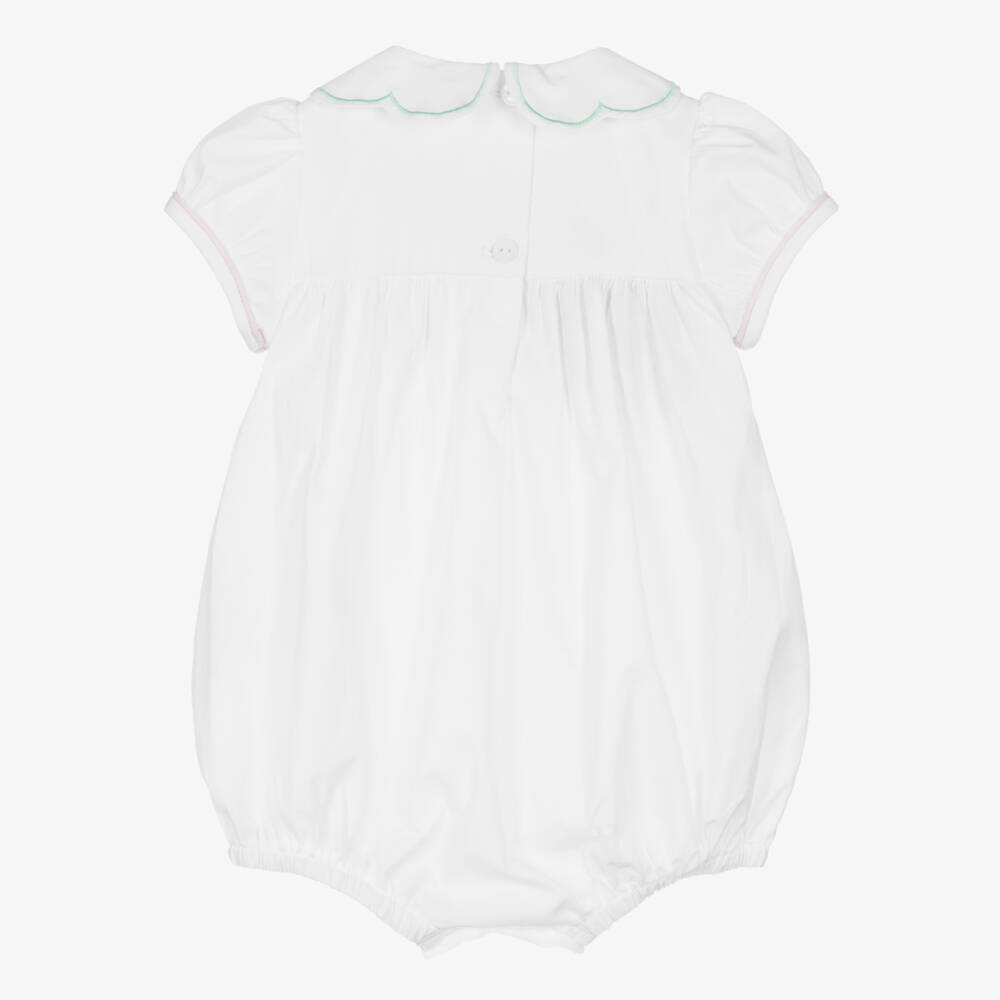 Beatrice & George-Baby Girls White Cotton Smocked Shortie | Childrensalon