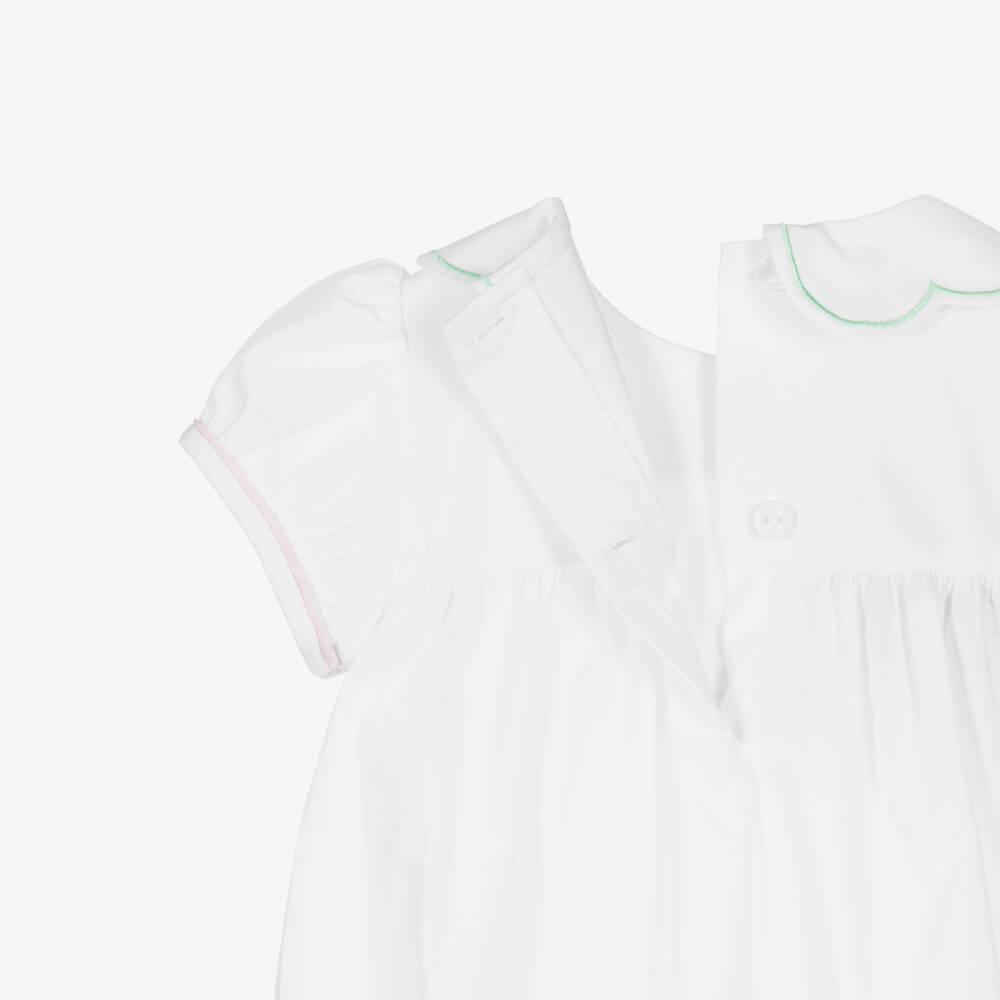 Beatrice & George-Baby Girls White Cotton Smocked Shortie | Childrensalon
