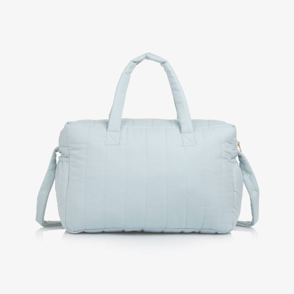 Beatrice & George-Blue Herringbone Baby Changing Bag (28cm) | Childrensalon