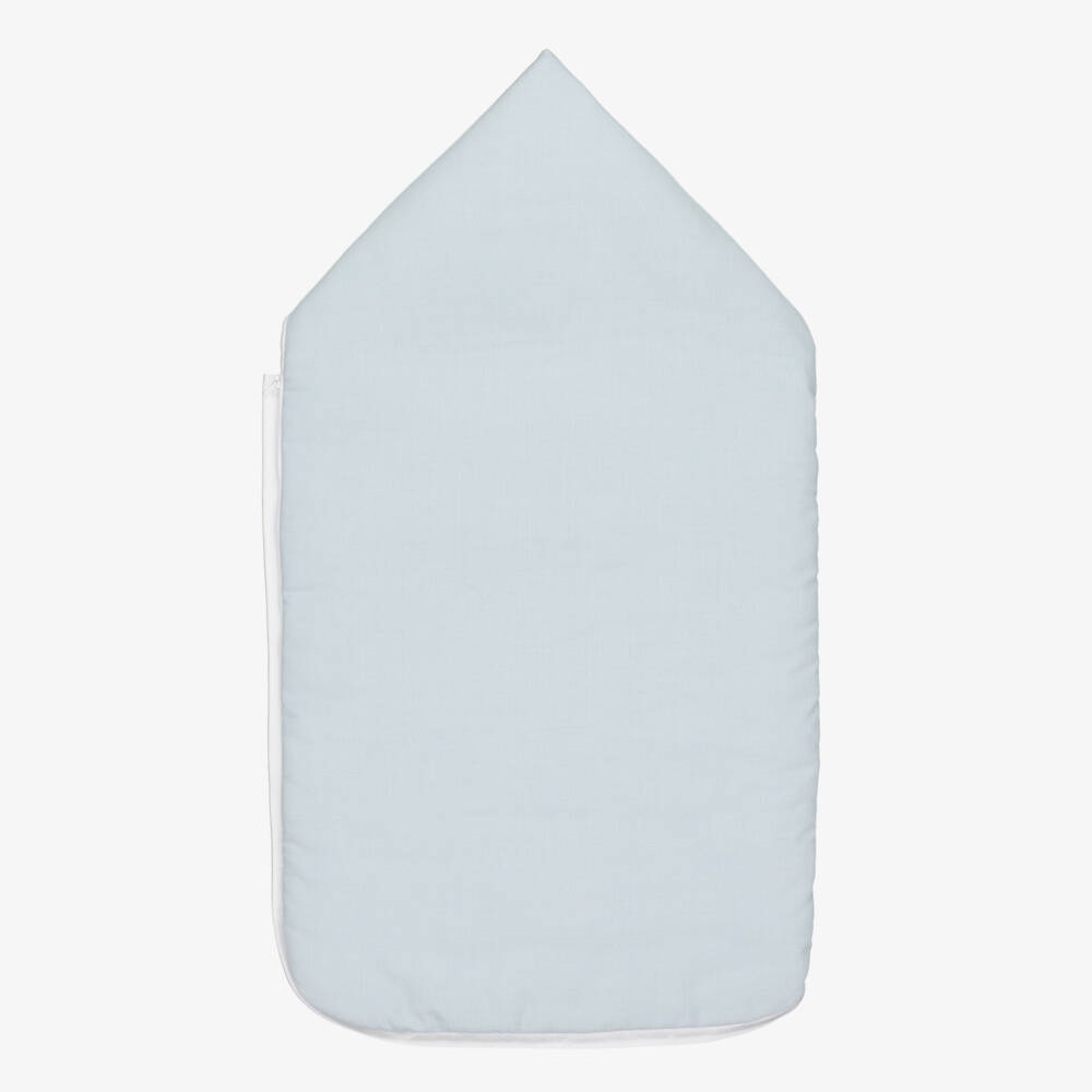 Beatrice & George-Blue Herringbone Padded Baby Nest (84cm) | Childrensalon