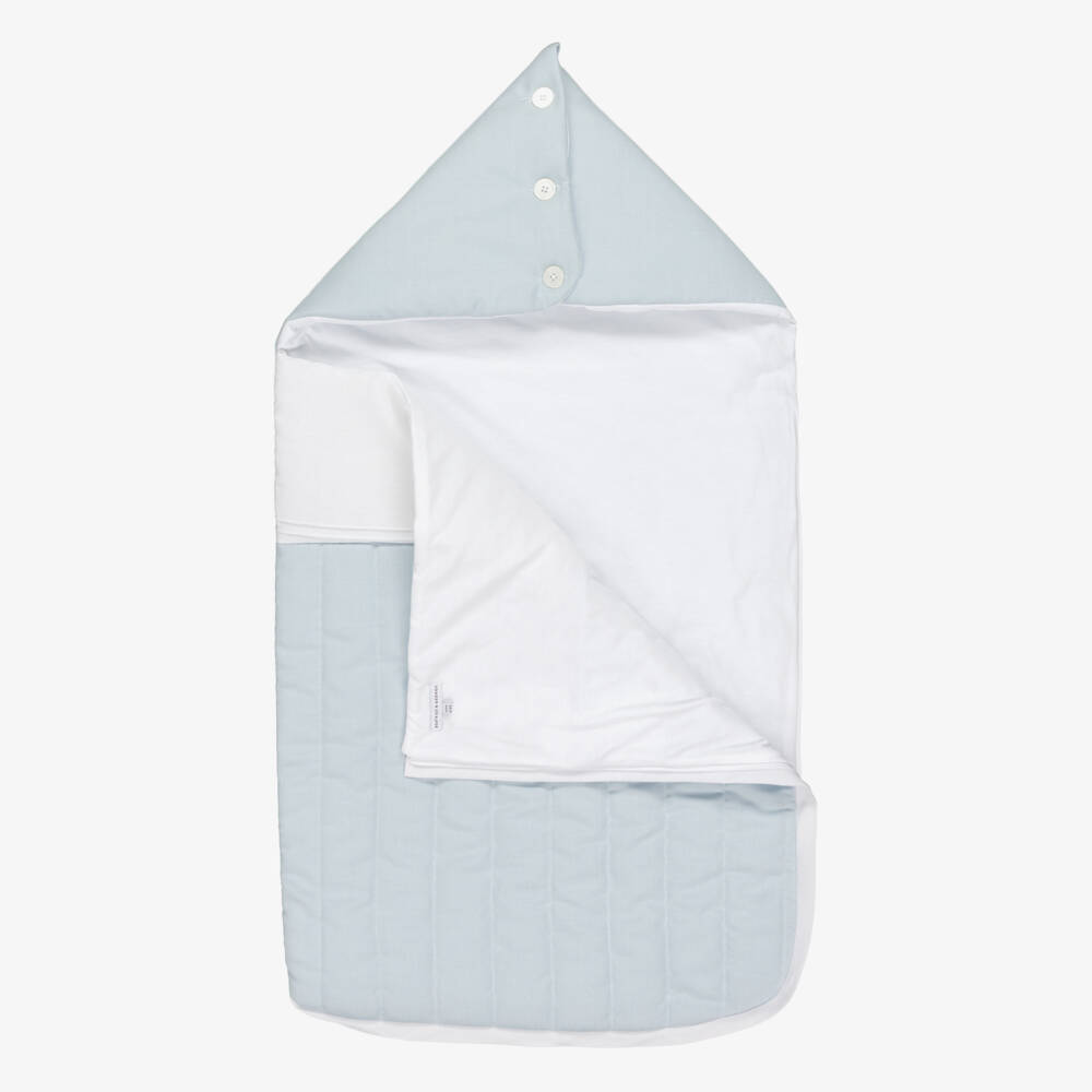 Beatrice & George-Blue Herringbone Padded Baby Nest (84cm) | Childrensalon