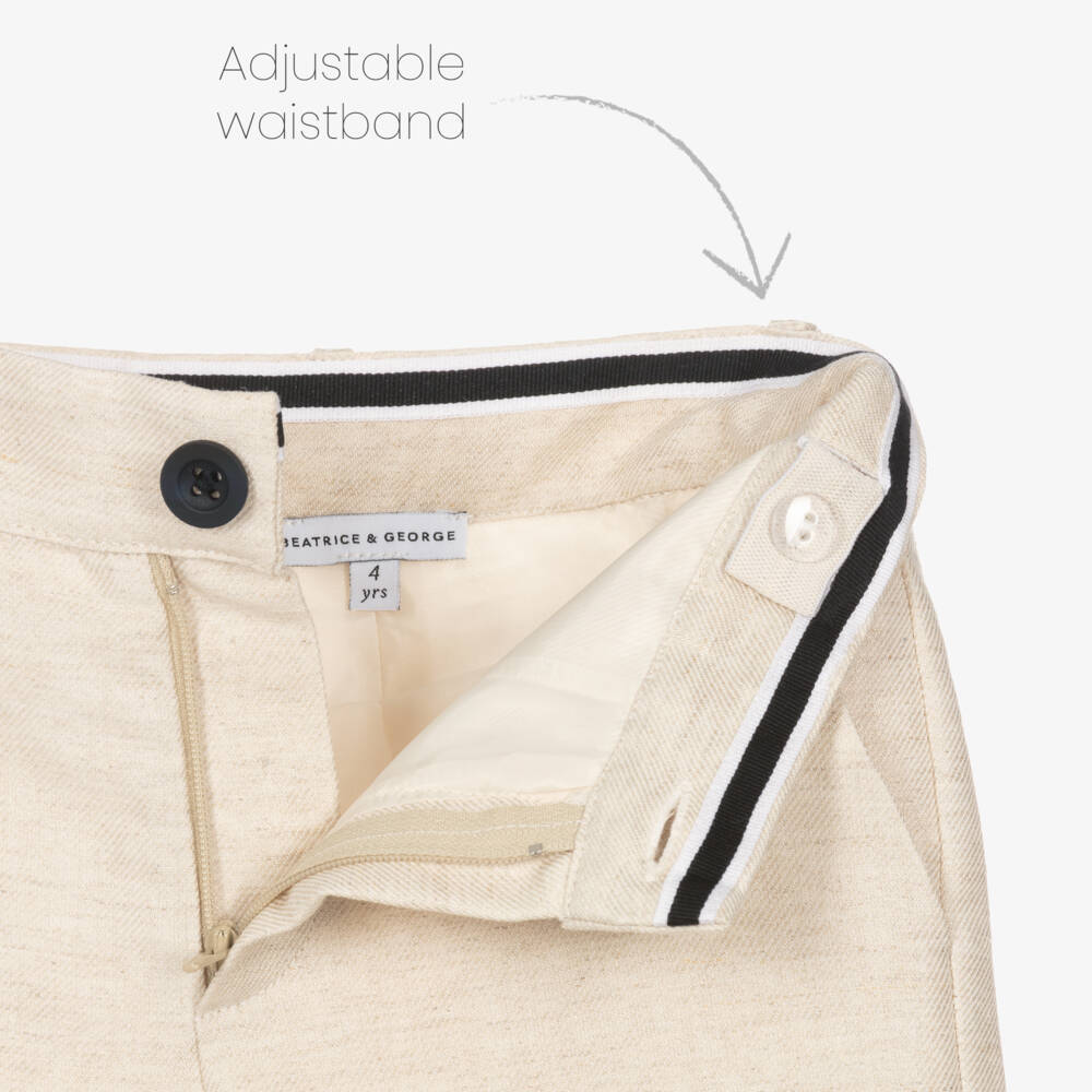 Beatrice & George-Boys Beige Cotton & Linen Suit | Childrensalon