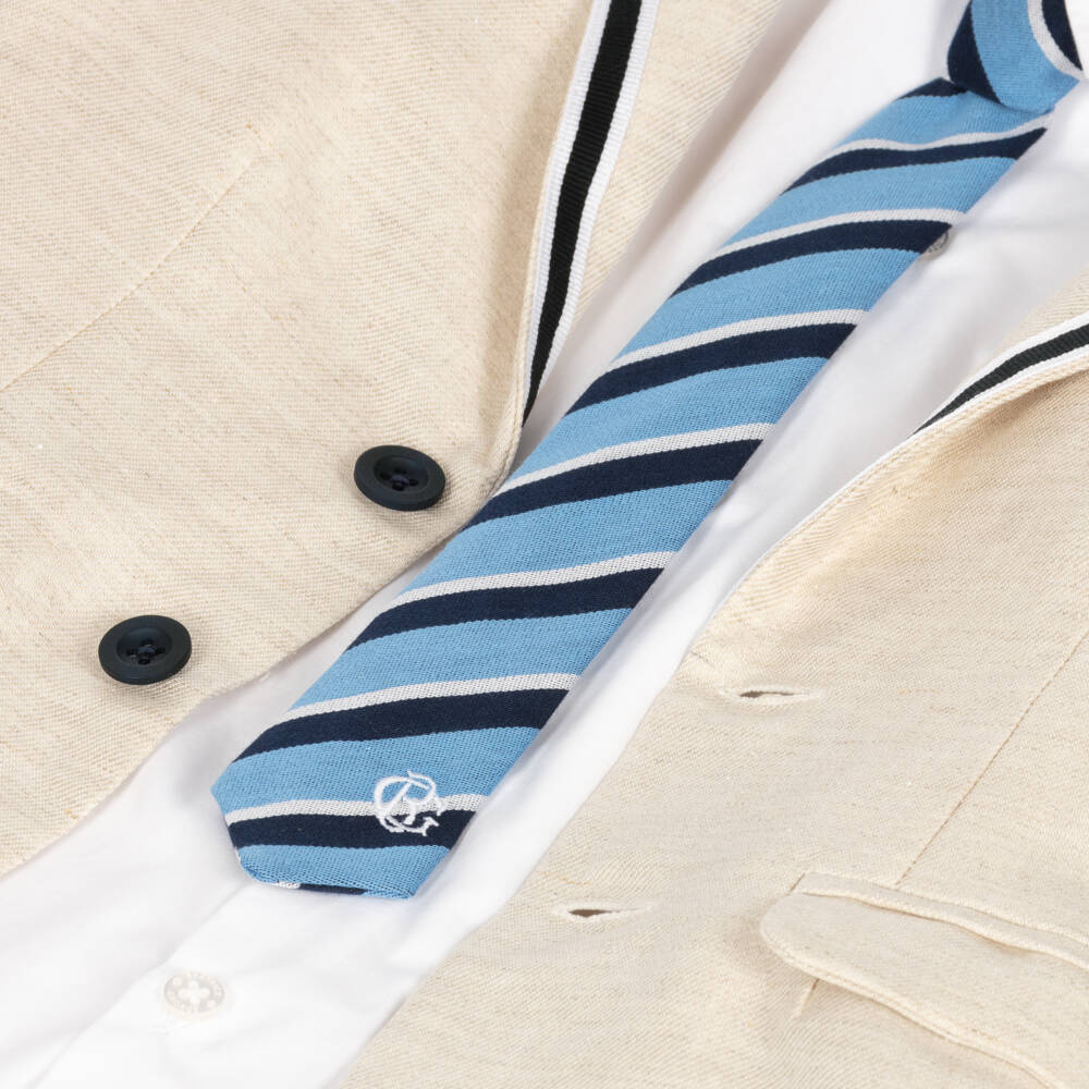 Beatrice & George-Boys Beige Cotton & Linen Suit | Childrensalon