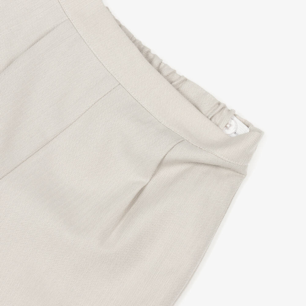 Beatrice & George-طقم أكثر من قطعة بنقشة هيرينغبون لون بيج للأولاد | Childrensalon