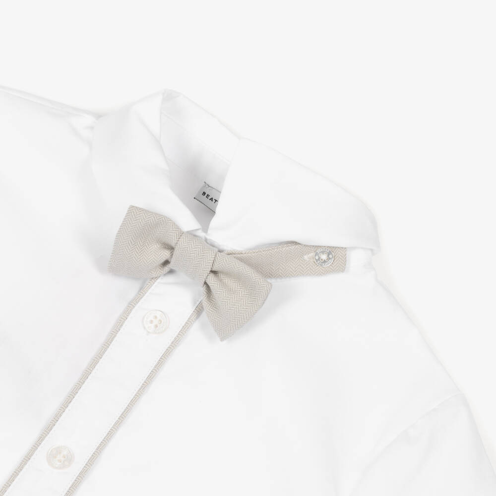 Beatrice & George-طقم أكثر من قطعة بنقشة هيرينغبون لون بيج للأولاد | Childrensalon