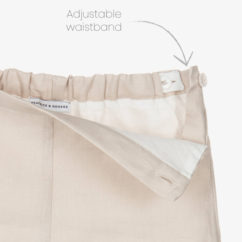 Beatrice & George-Boys Beige Linen Shorts Suit | Childrensalon
