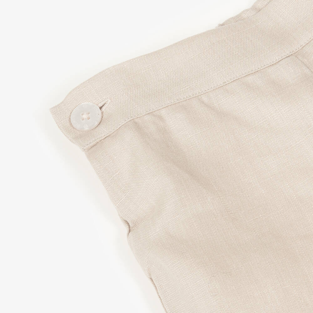 Beatrice & George-Boys Beige Linen Waistcoat Suit | Childrensalon