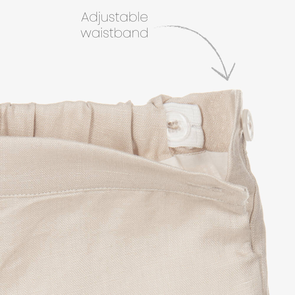 Beatrice & George-Boys Beige Linen Waistcoat Suit | Childrensalon