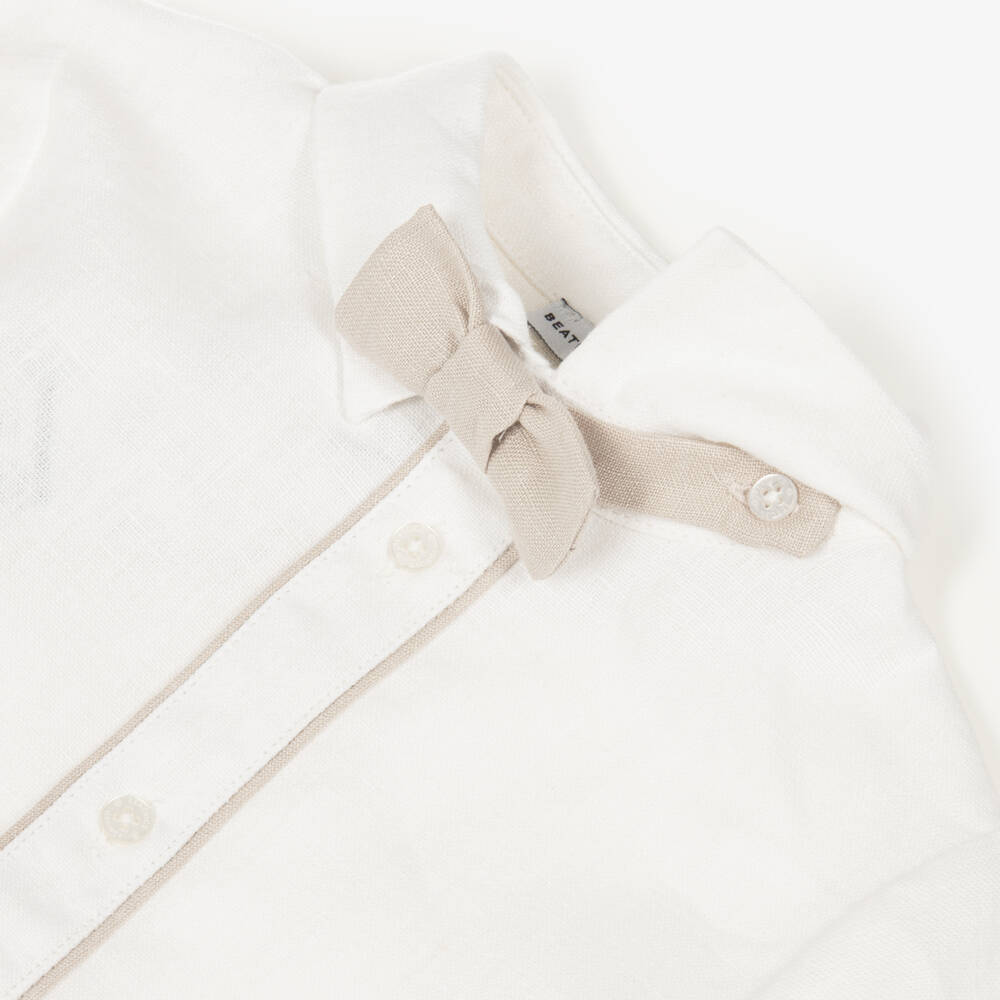 Beatrice & George-Boys Beige Linen Waistcoat Suit | Childrensalon