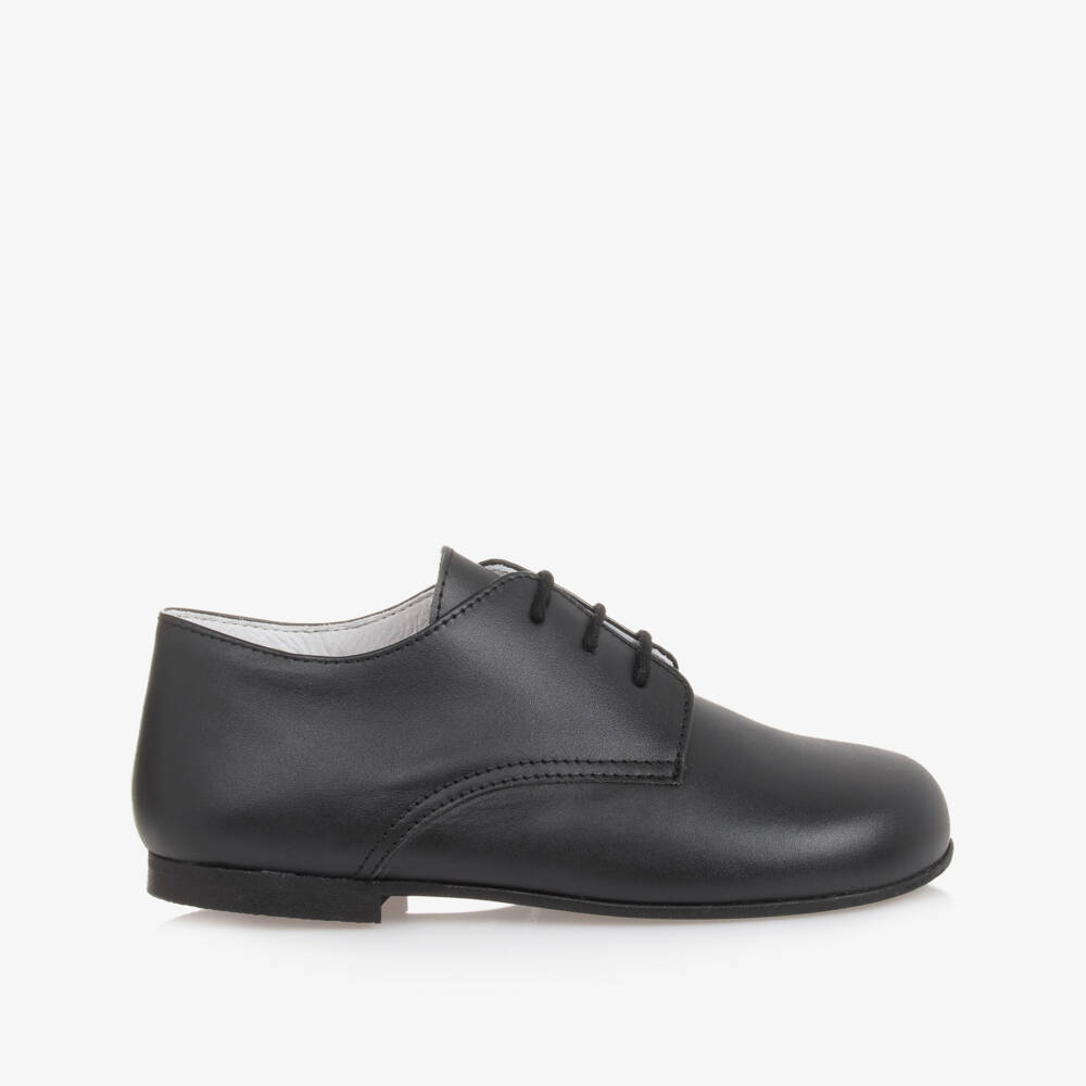 Beatrice & George-Boys Black Lace-Up Leather Shoes | Childrensalon