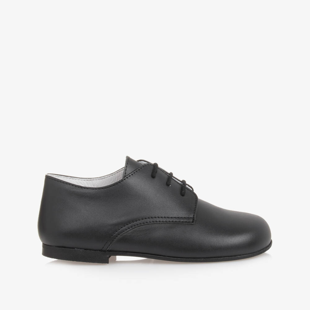 Beatrice & George-Boys Black Lace-Up Leather Shoes | Childrensalon