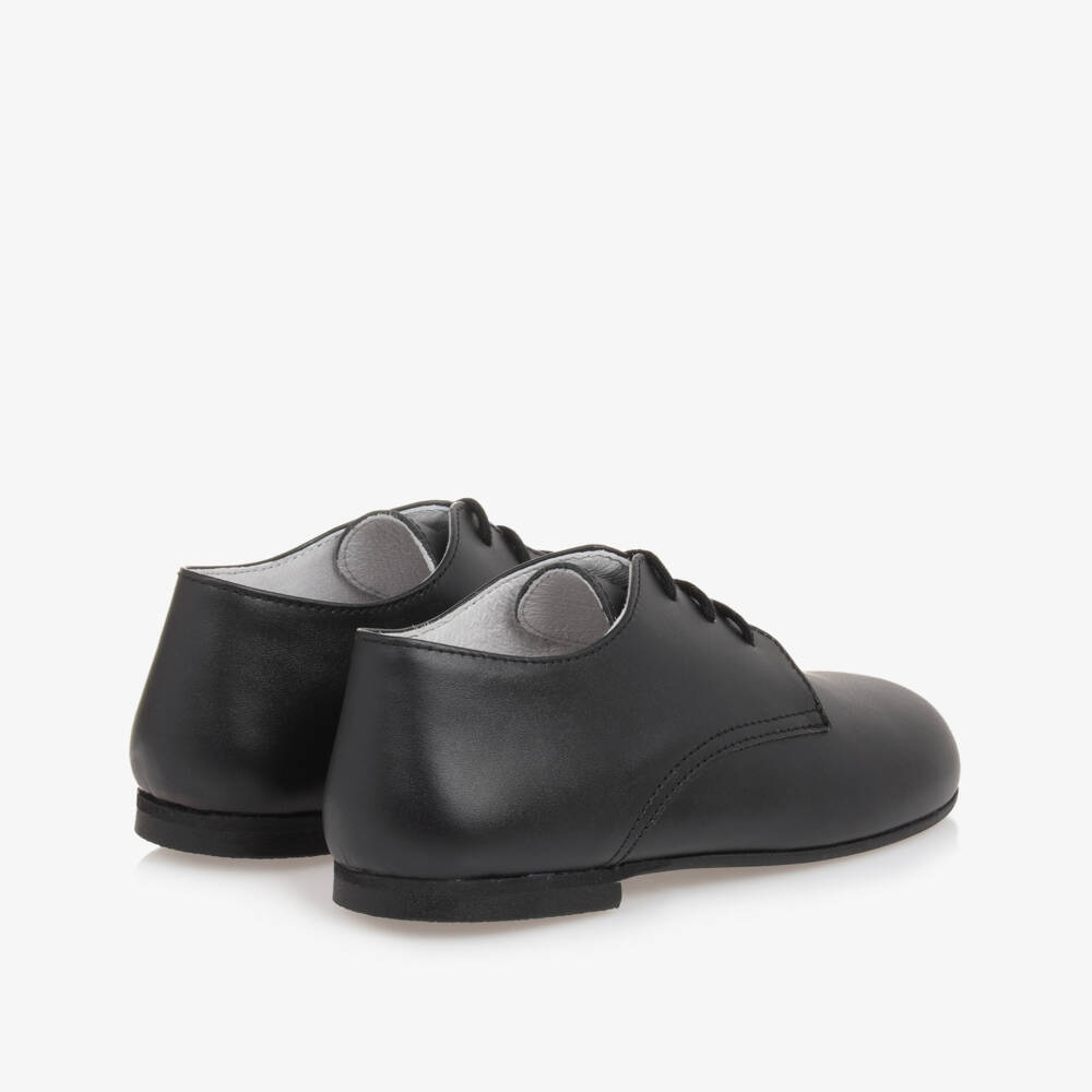 Beatrice & George-Boys Black Lace-Up Leather Shoes | Childrensalon