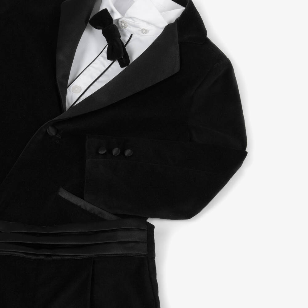 Beatrice & George-Boys Black Velvet Short Tuxedo | Childrensalon