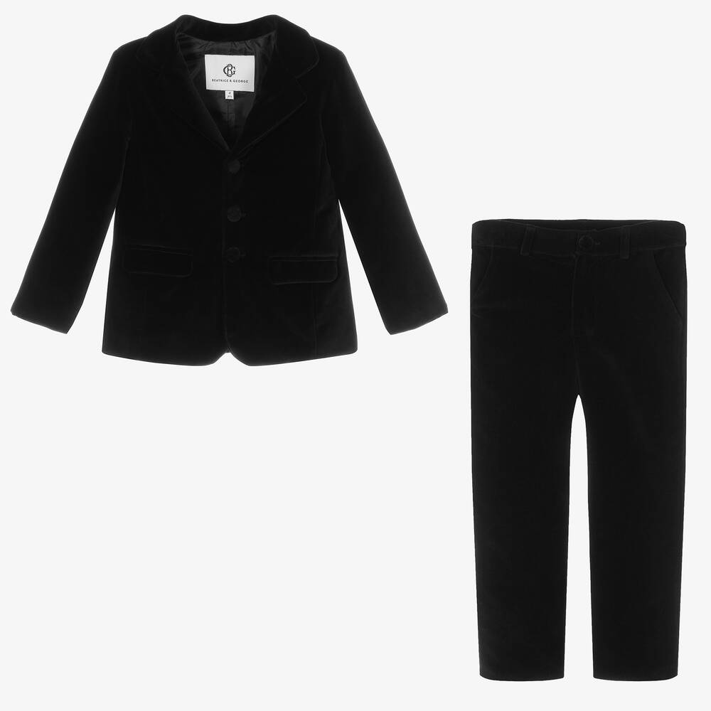 Beatrice & George-Черный бархатный костюм для мальчиков | Childrensalon