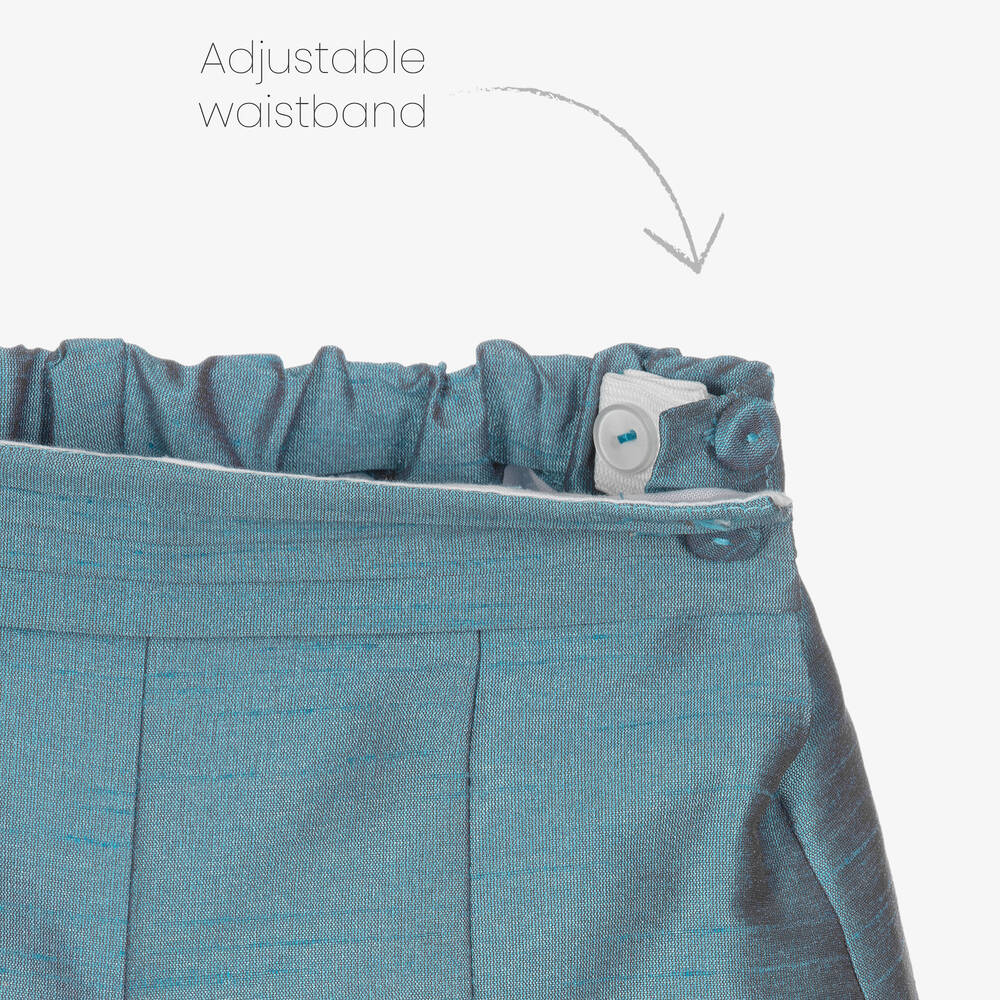 Beatrice & George-Boys Blue Dupion Buster Suit | Childrensalon