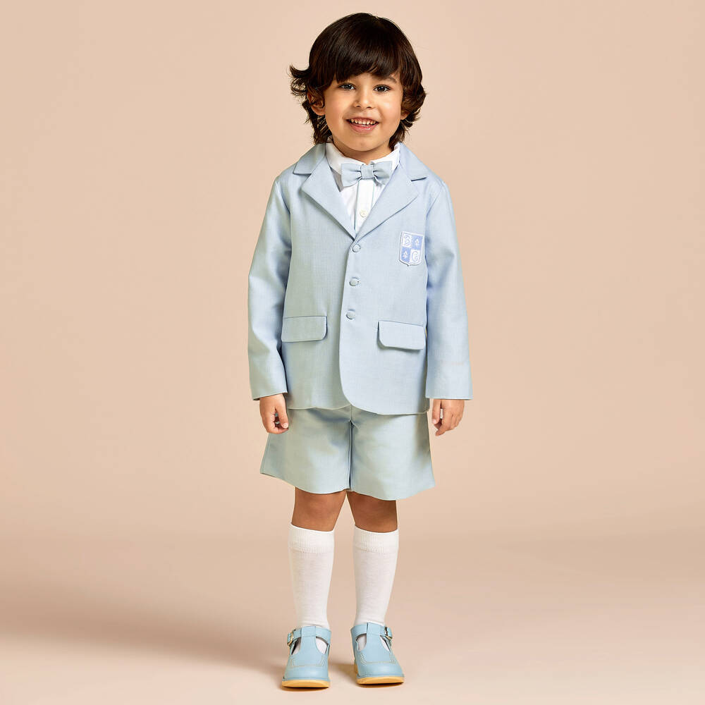 Beatrice & George-Голубой хлопковый костюм с шортами для мальчиков | Childrensalon