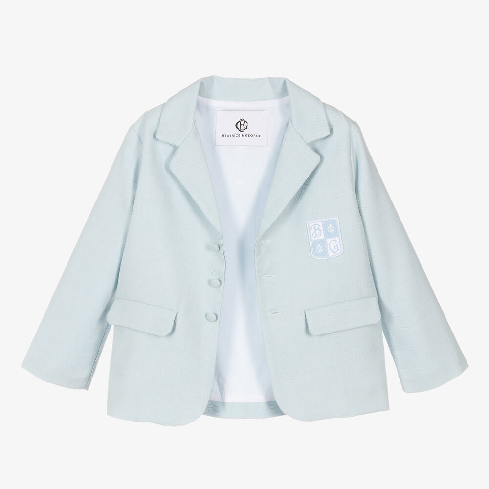 Beatrice & George-Голубой хлопковый костюм с шортами для мальчиков | Childrensalon