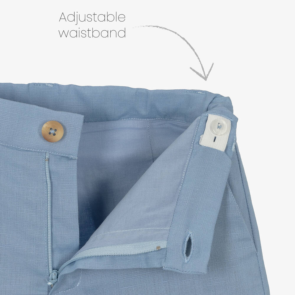 Beatrice & George-Boys Blue Linen Shorts Set | Childrensalon