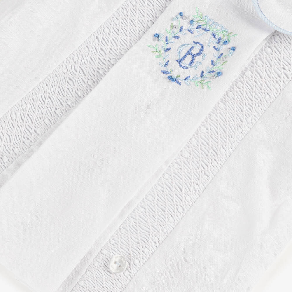 Beatrice & George-بدلة رسمية تطريز سموك لون أزرق فاتح للمواليد | Childrensalon