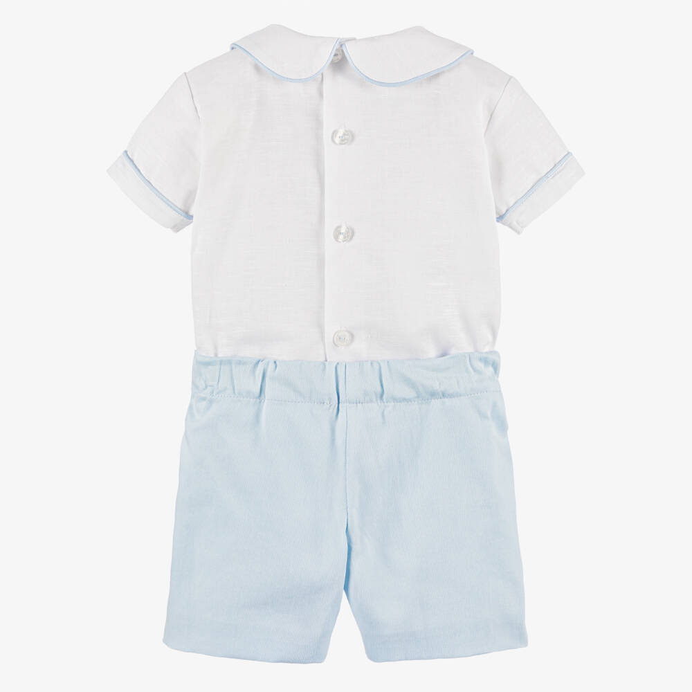 Beatrice & George-بدلة رسمية تطريز سموك لون أزرق فاتح للمواليد | Childrensalon