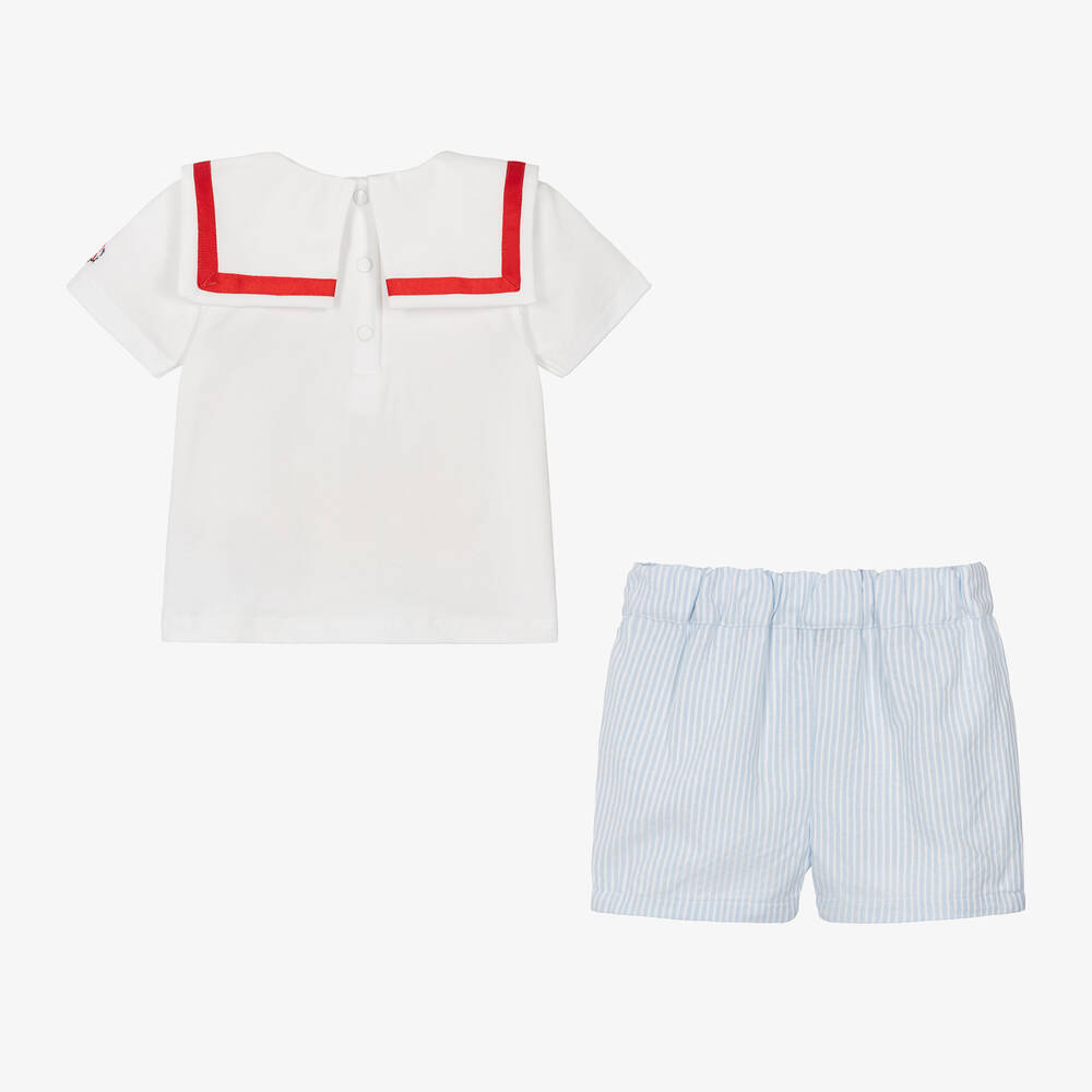 Beatrice & George-طقم شورت أولاد رضع قطن لون أزرق | Childrensalon