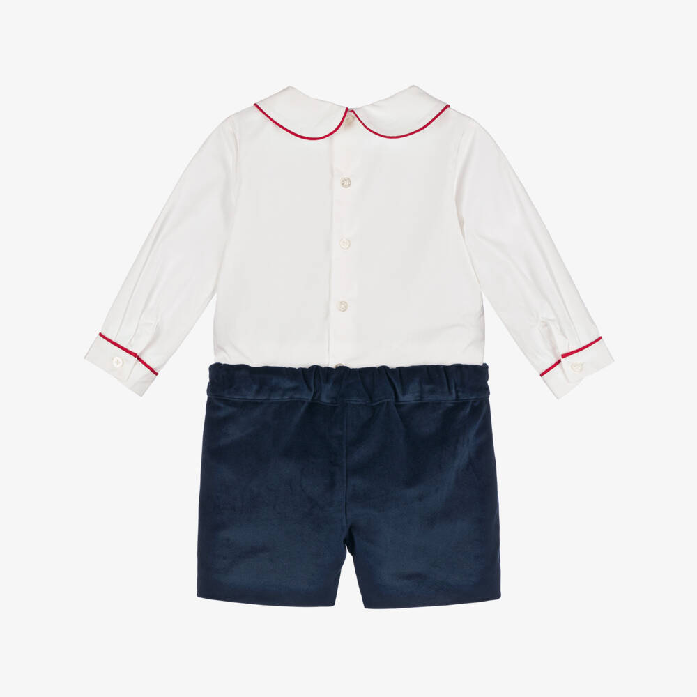 Beatrice & George-Boys Blue Velvet Royal Guardsman Buster Suit | Childrensalon