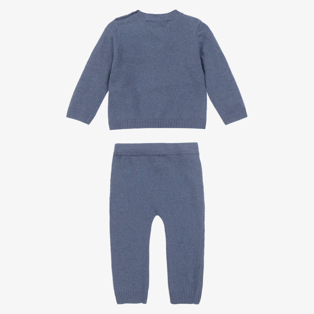 Beatrice & George-Boys Blue Wool & Cashmere Trouser Set | Childrensalon