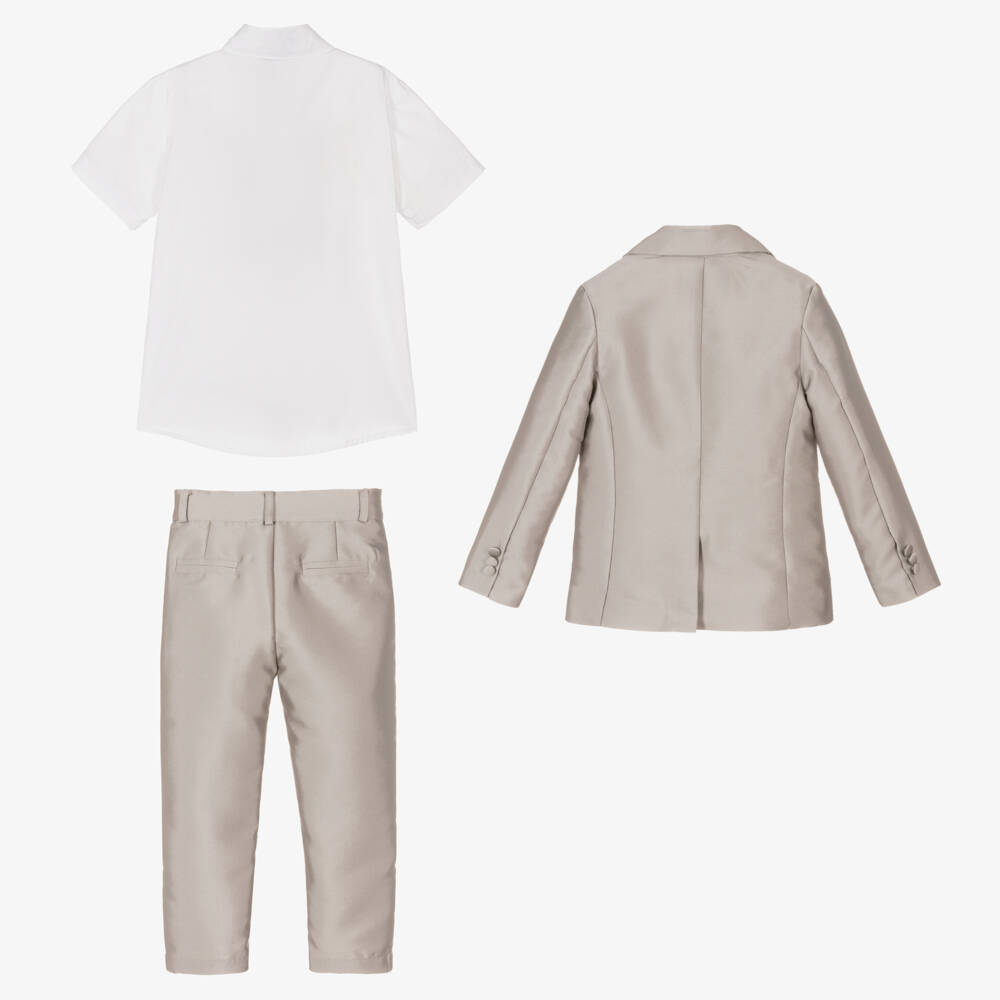 Beatrice & George-Boys Bronze Satin Twill Suit | Childrensalon