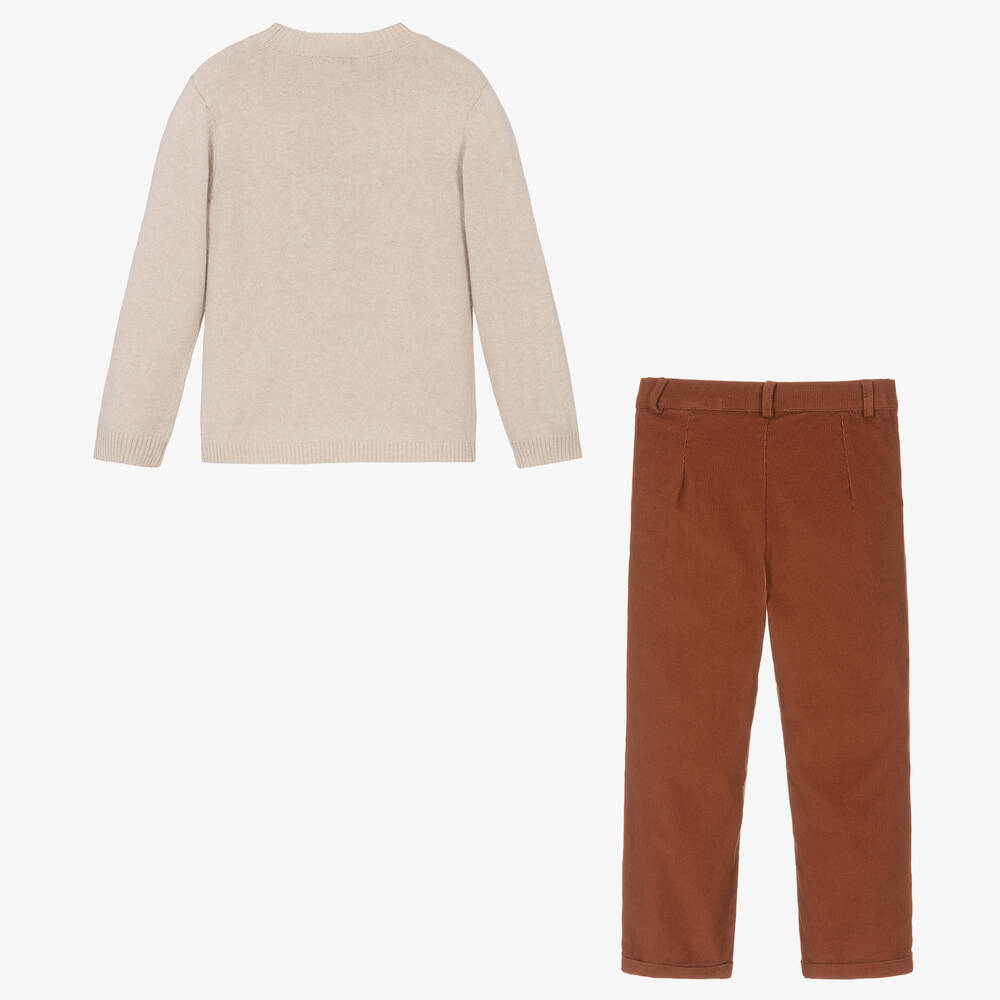 Beatrice & George-Boys Brown Corduroy Trouser Set | Childrensalon