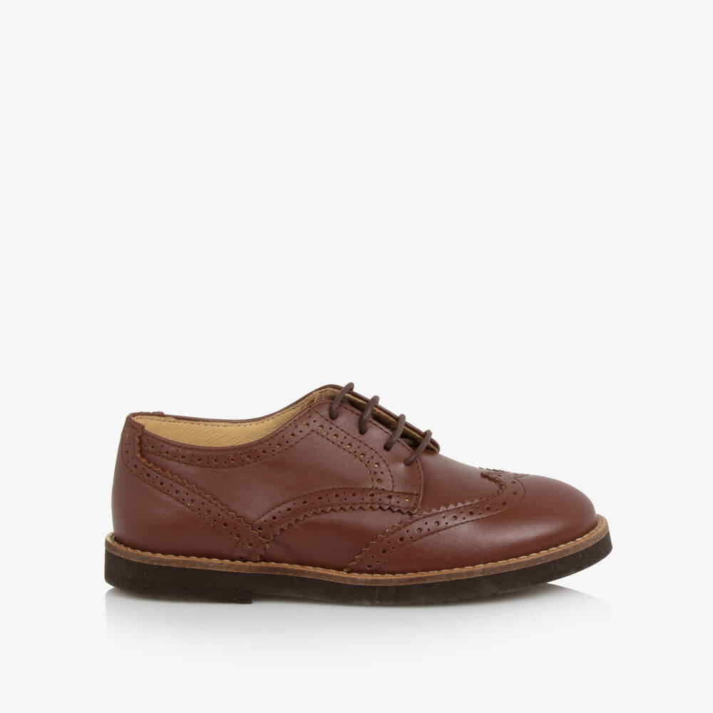 Beatrice & George-Boys Brown Leather Lace-Up Brogues | Childrensalon