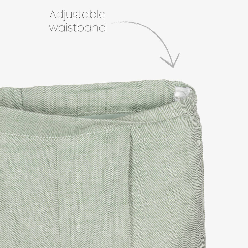 Beatrice & George-Зеленый костюм с жилетом из хлопка и льна для мальчиков | Childrensalon