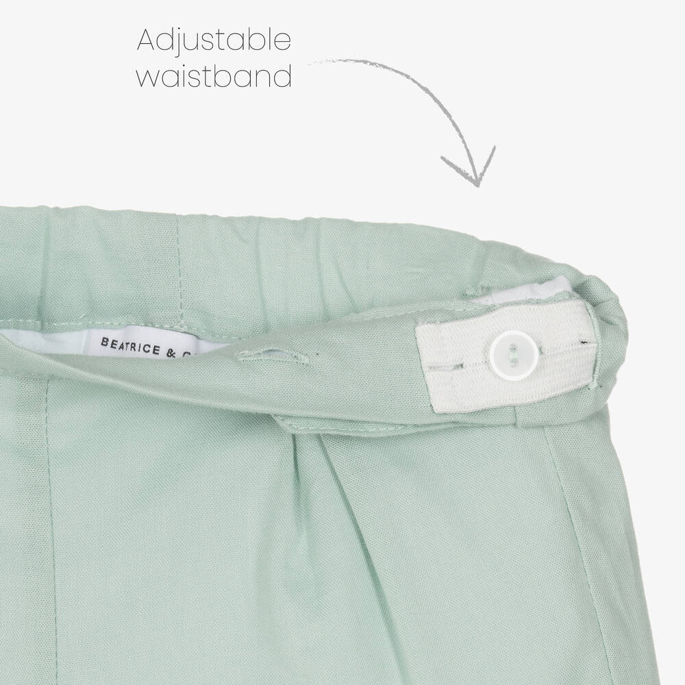 Beatrice & George-Boys Green Hand-Smocked Cotton Buster Suit | Childrensalon