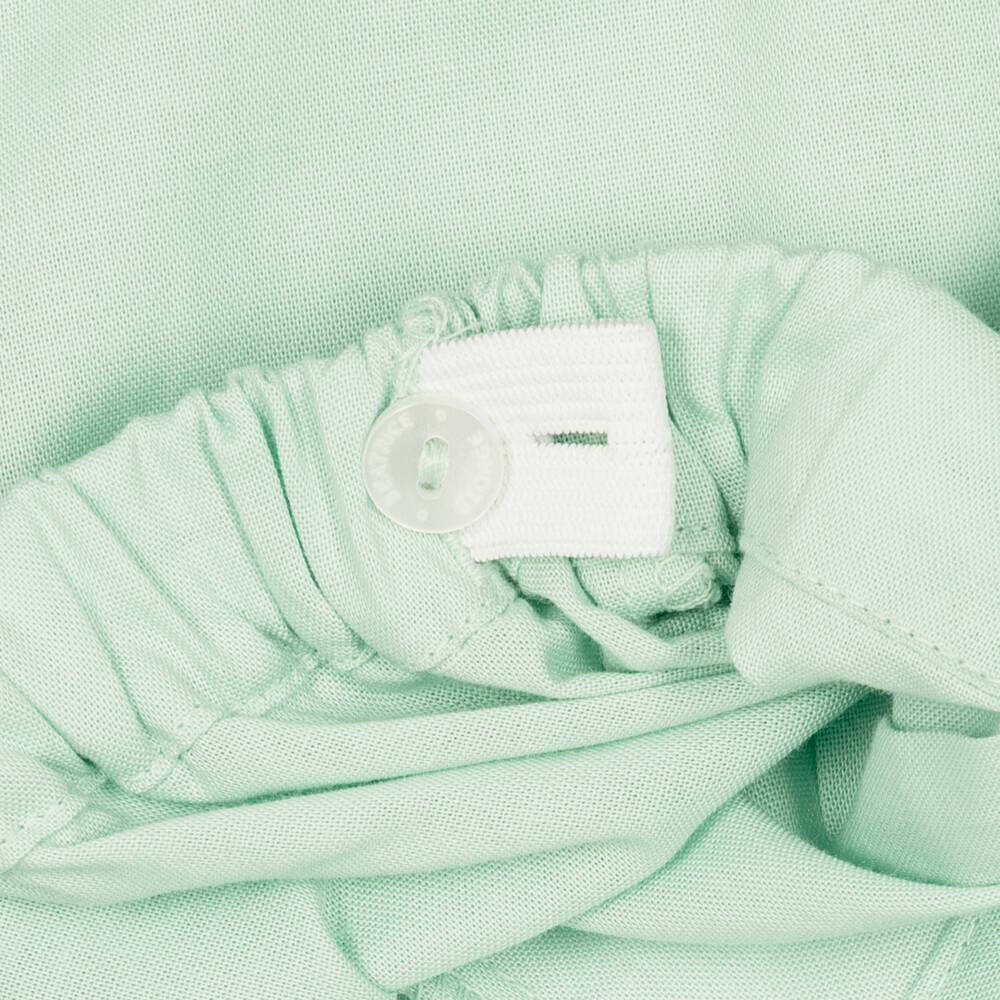Beatrice & George-Boys Green Hand-Smocked Cotton Buster Suit | Childrensalon