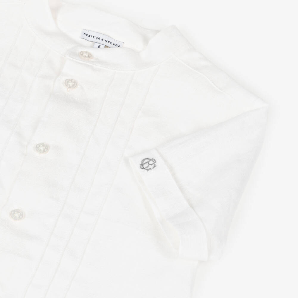 Beatrice & George-Boys Grey Linen Shorts Set | Childrensalon