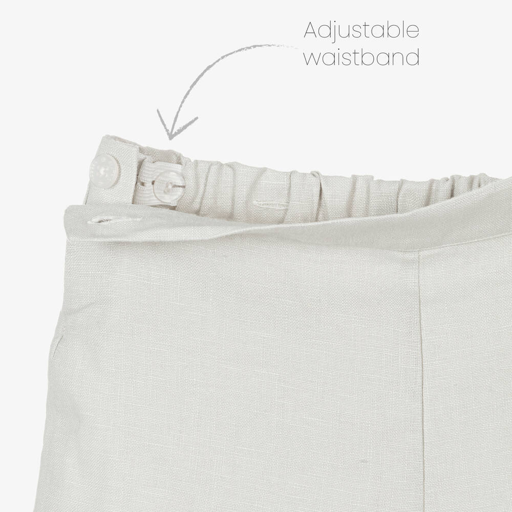 Beatrice & George-Boys Grey Linen Shorts Set | Childrensalon