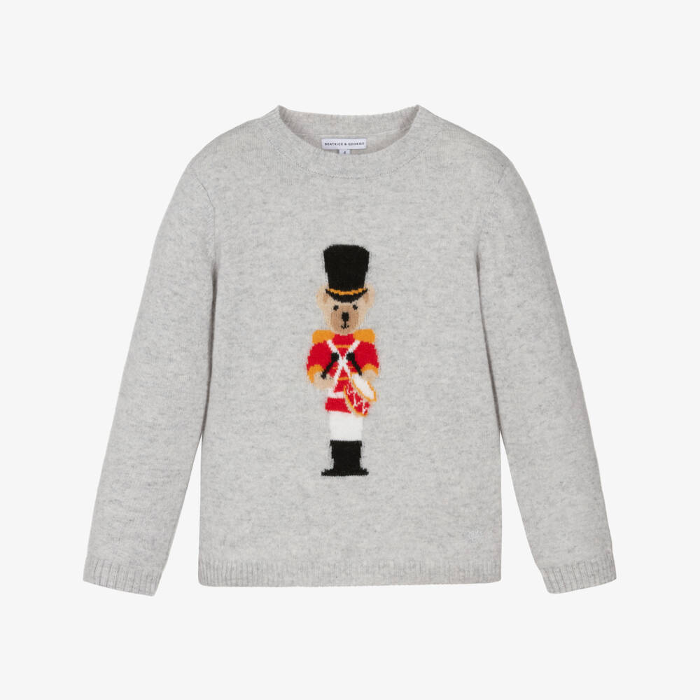 Beatrice & George-بلوفر صوف وكشمير لون رمادي للأولاد | Childrensalon