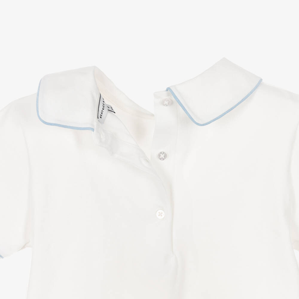 Beatrice & George-Boys Ivory & Blue Sailor Bear Print Short Set | Childrensalon