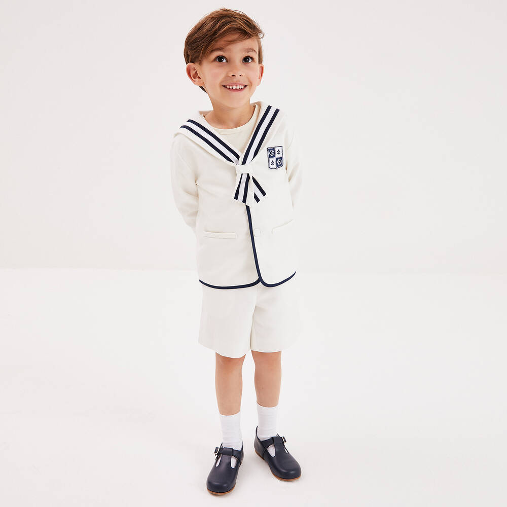 Beatrice & George-Кремовый костюм с шортами в матросском стиле | Childrensalon