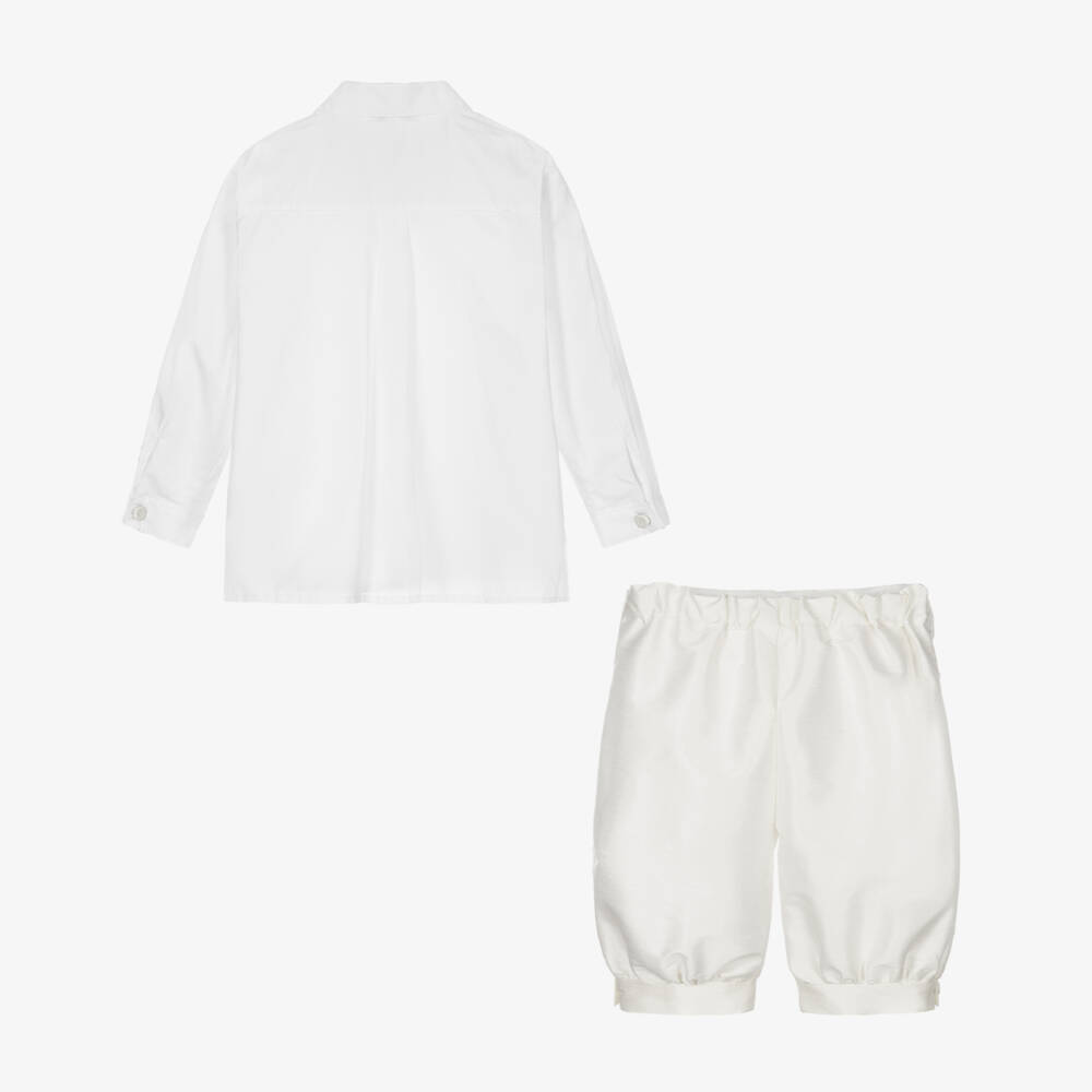 Beatrice & George-Кремовые шорты-панталоны с рубашкой для мальчиков | Childrensalon