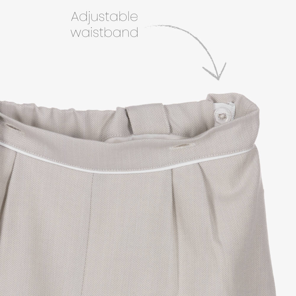 Beatrice & George-Boys Ivory Knitted Cardigan & Beige Shorts Set | Childrensalon