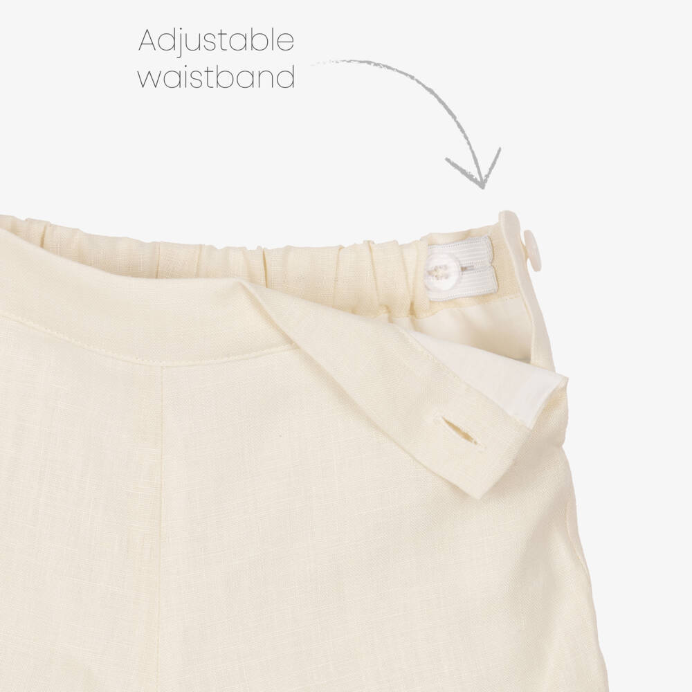 Beatrice & George-Boys Ivory Knitted Polo Shirt & Woven Shorts Set | Childrensalon