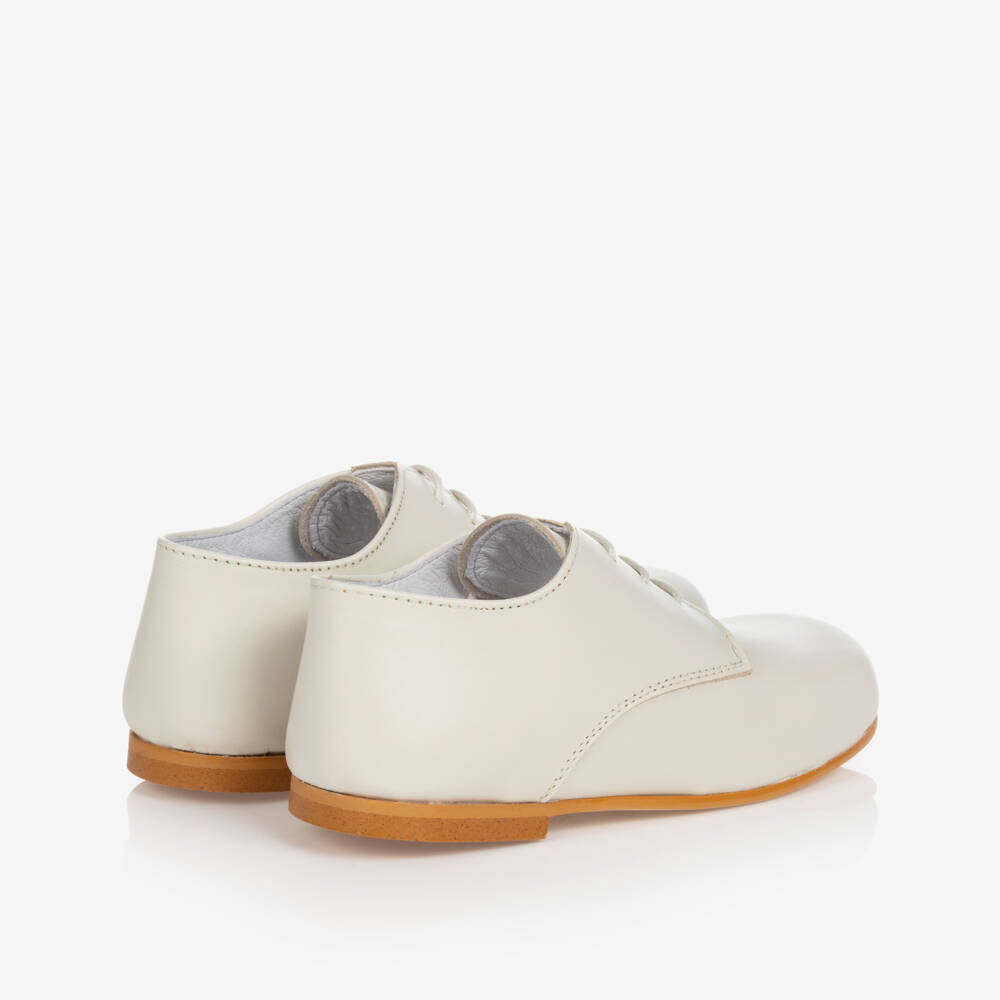 Beatrice & George-Boys Ivory Lace-Up Leather Shoes | Childrensalon