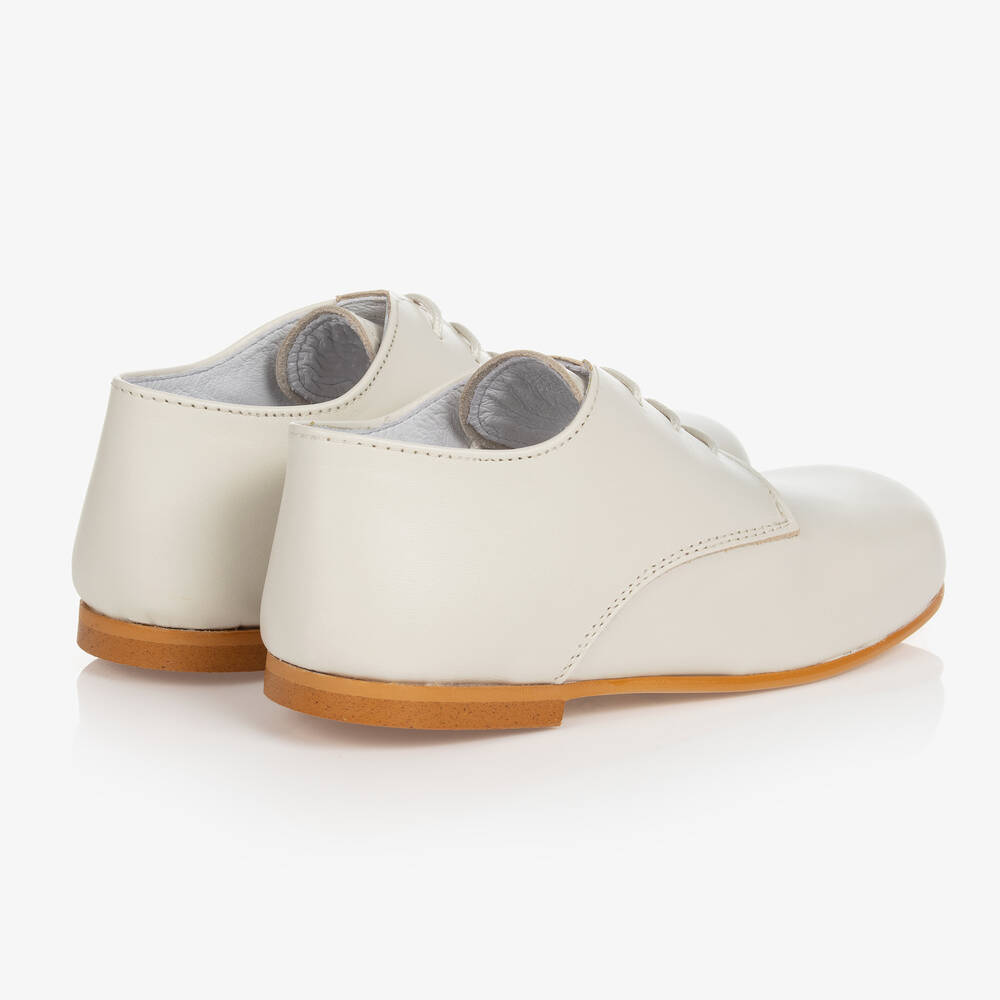 Beatrice & George-Boys Ivory Lace-Up Leather Shoes | Childrensalon